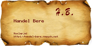 Handel Bere névjegykártya